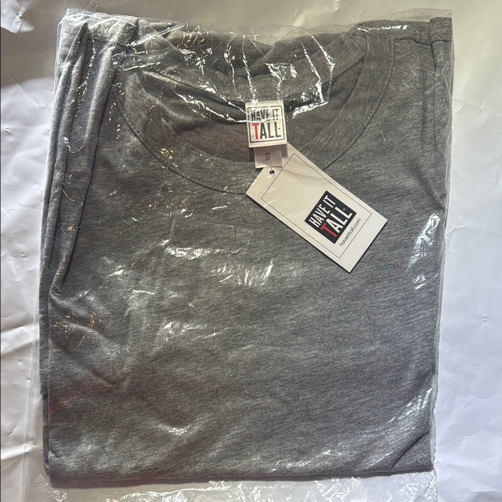 NWT Have It Tall Gray Short Sleeve Tee Crew Neck Basic Solid Casual Size S Tall